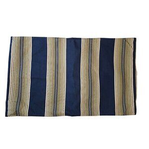 Pottery Barn Navy Cream Striped Cotton & Linen Pillow Cover With Button Closure